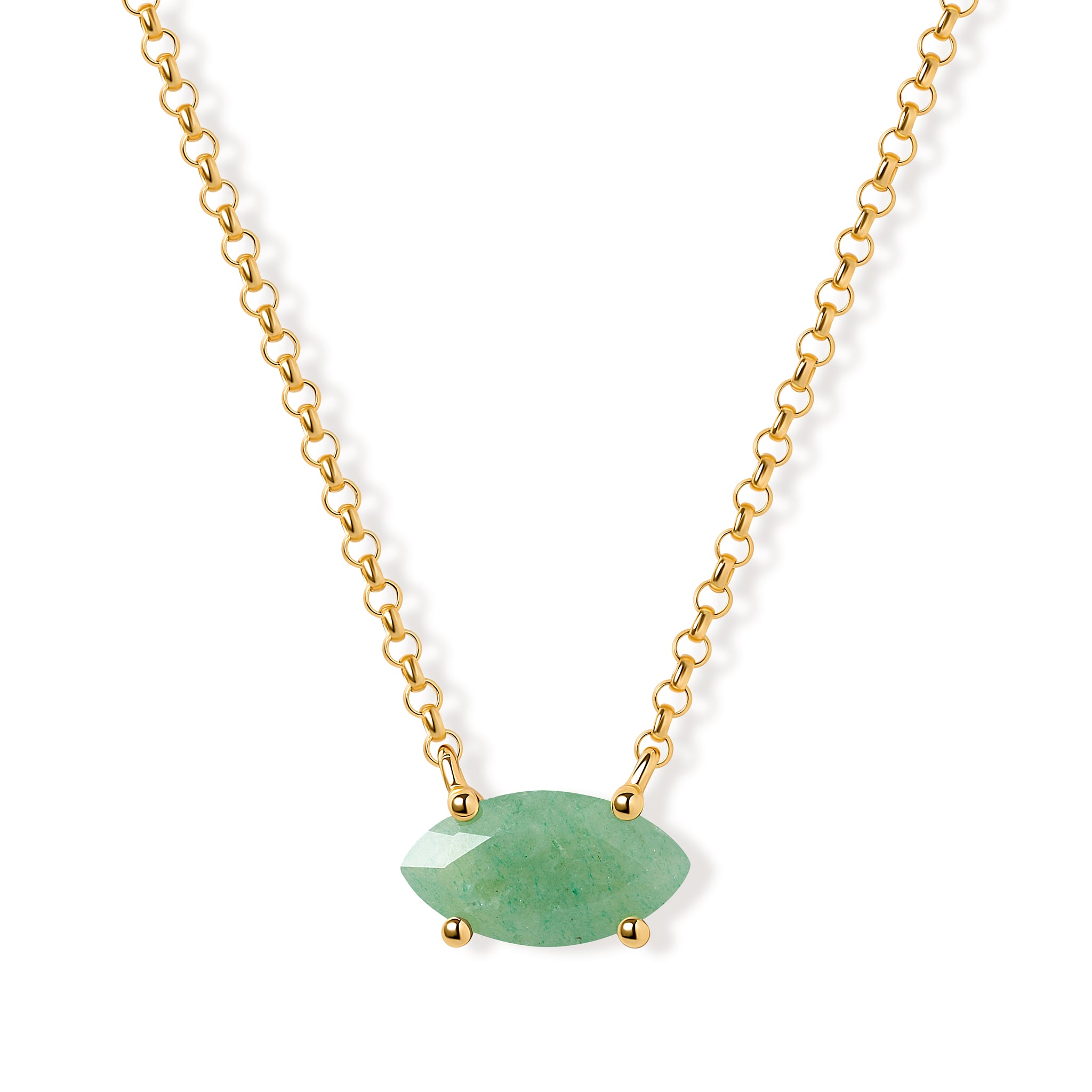 Marquise Aventurine Necklace – 18k Gold Plated