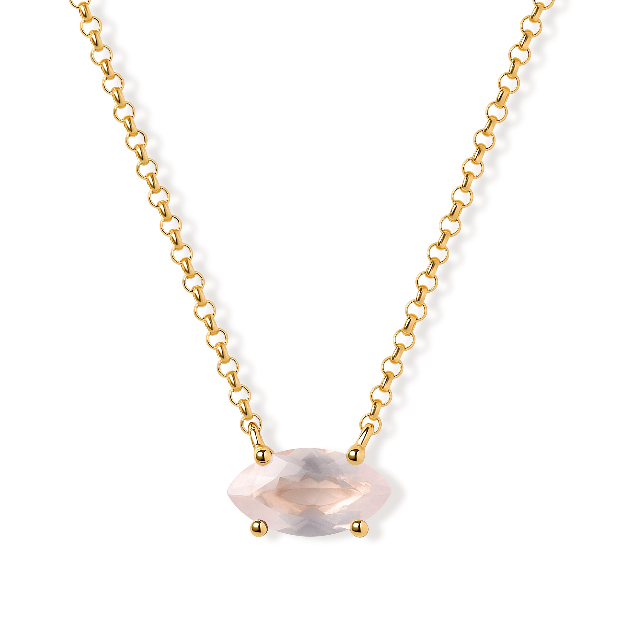 Marquise Rose Quartz Necklace – 925 Sterling Silver