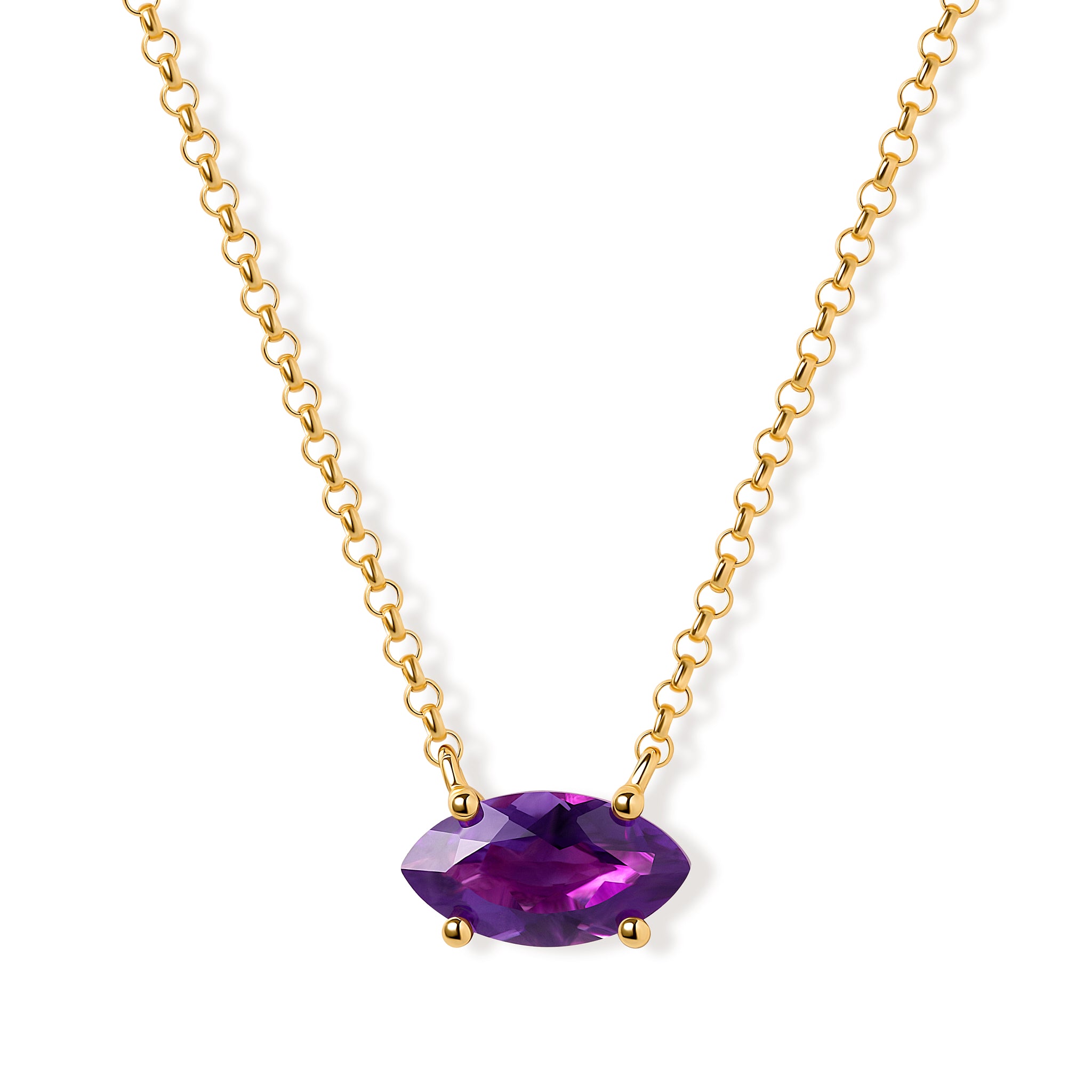 Marquise-cut amethyst necklace in 18k gold plated with soft purple gemstone
