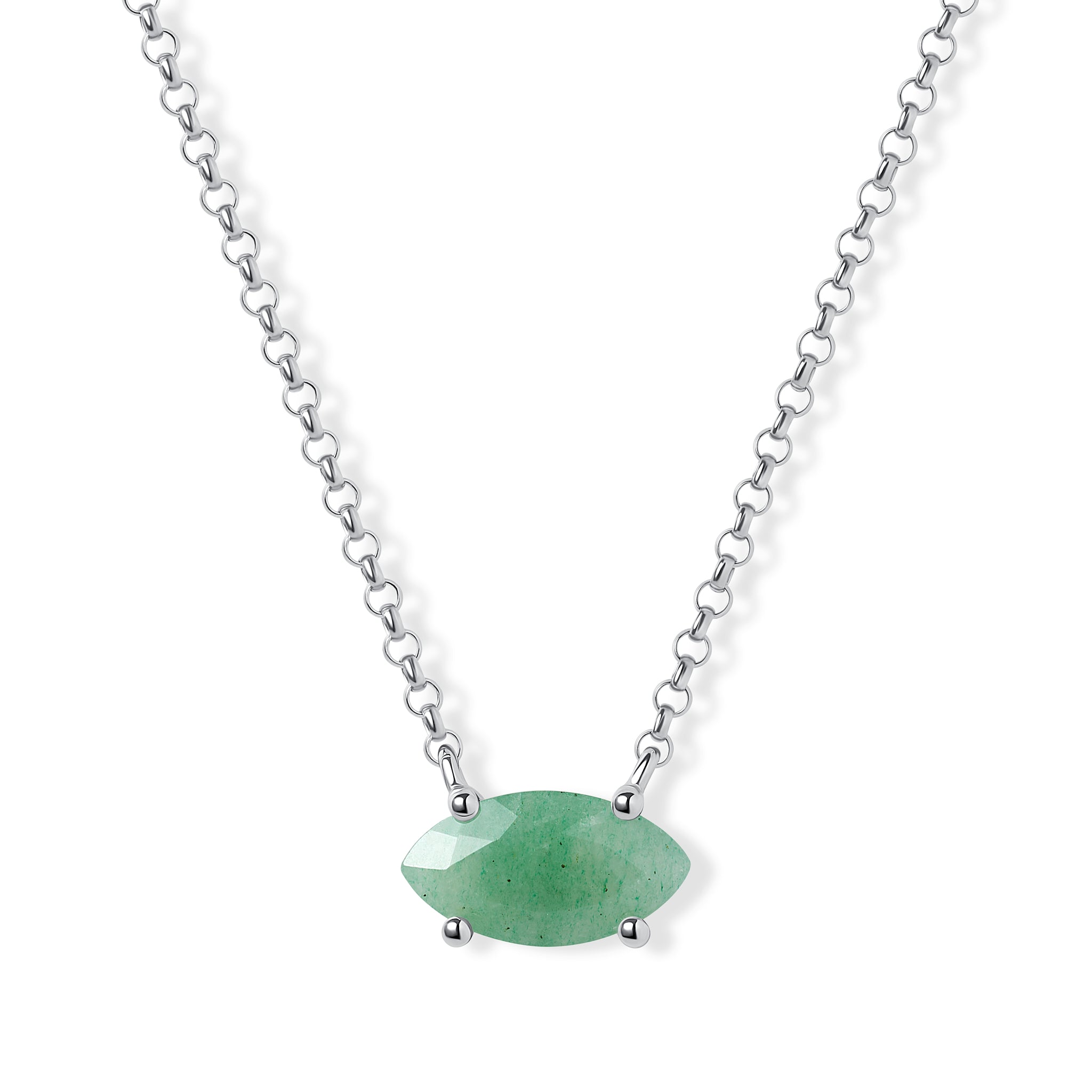 Marquise Aventurine Necklace – 925 Sterling Silver