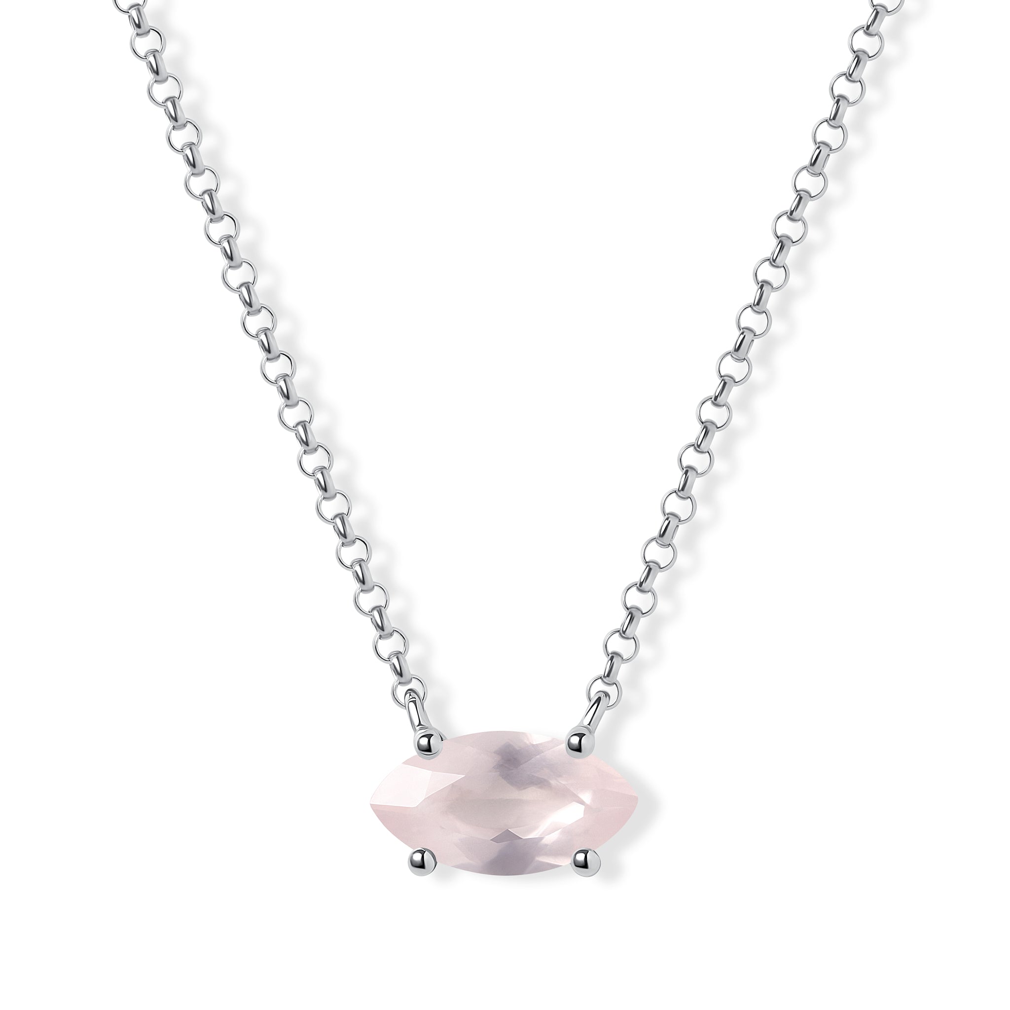 Marquise Rose Quartz Necklace – 18k Gold Plated